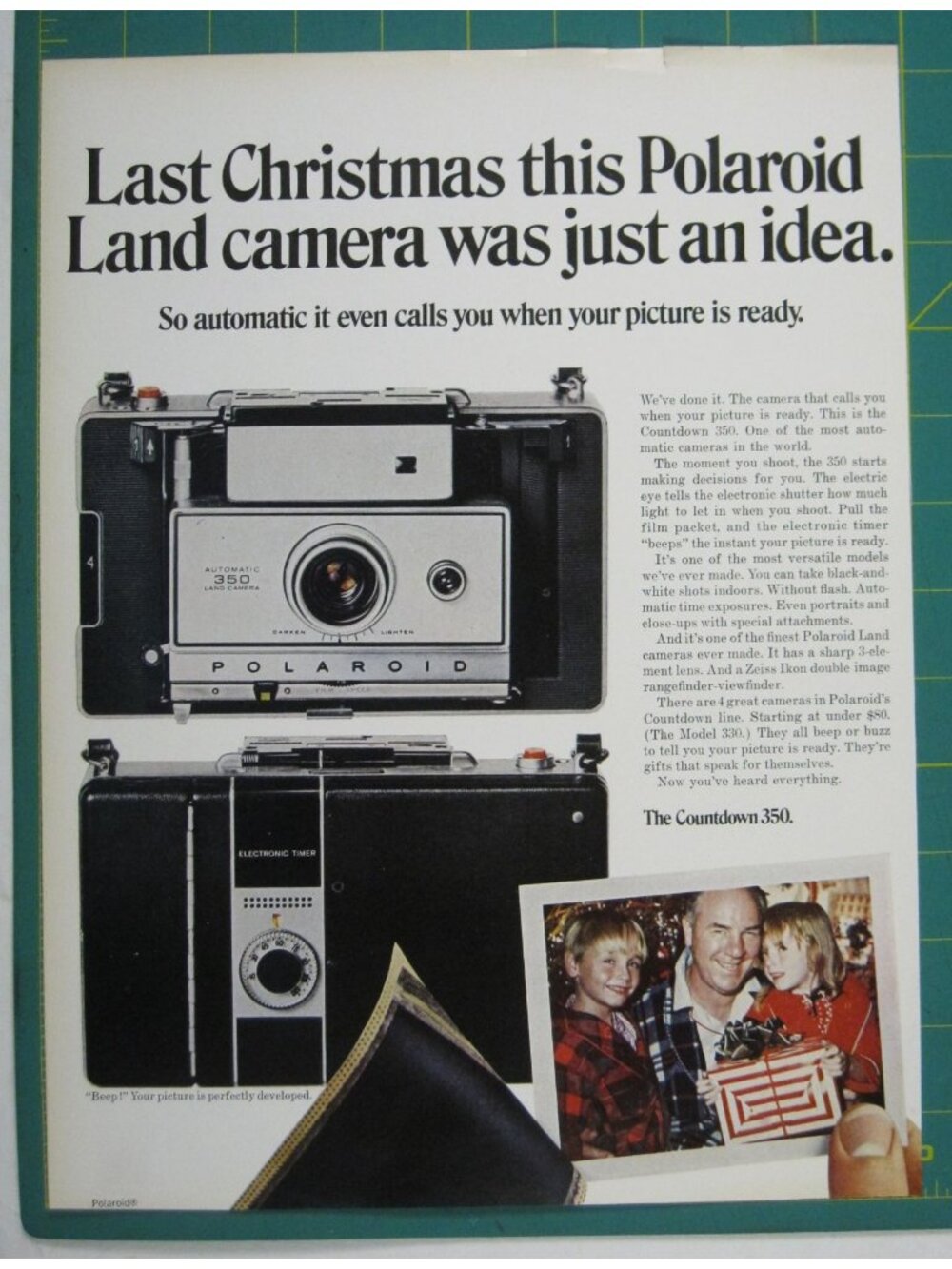 Print Ad Polaroid Land Camera Countdown 350 Automatic Photography Vintage 1960s